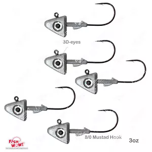 Cabeza de plantilla de sábalo de pesca de 3 oz 32786 MUSTAD 2x gancho fuerte 8/0 liso sin pintar 5 piezas - Imagen 1 de 7