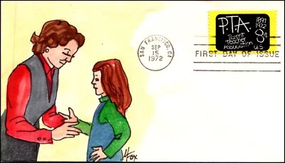 Scott 1463 8 Cents PTA Melissa Fox Hand Painted FDC Unique? - Image 1 of 2