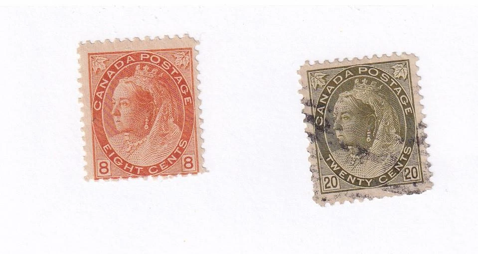 CANADA # 82 FVF-MLH & # 84 VF-LIGHTLY USED 8cts & 20cts CAT VALUE $360 - Image 1 of 1