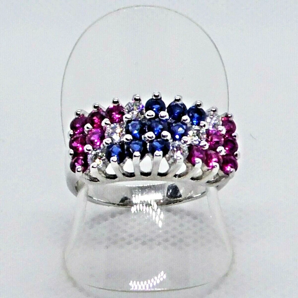 Klassischer Rubin Saphir Ring 925 Sterling Silber rhodiniert 18,8 mm 59 - Bild 1 von 4