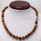 Charming 10mm Faceted Light Brown Jade Round Gemstone Beads Necklace 14-56" AAA