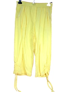 Capri Pants Rebecca Malone Pull On Elastic Waist Cotton Yellow Summer Small NWOT - Picture 1 of 3