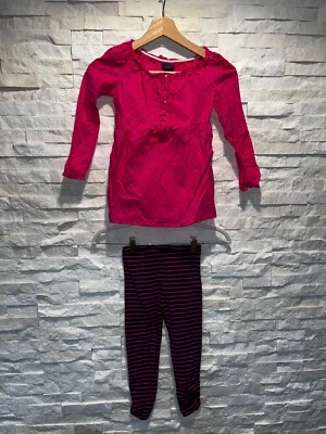 Usado en Excelente Condición Niñas CHAPS 2 Piezas Conjunto Leggings y Blusa Lunares y Rayas Rosa Azul 6 Foto 1 de 4