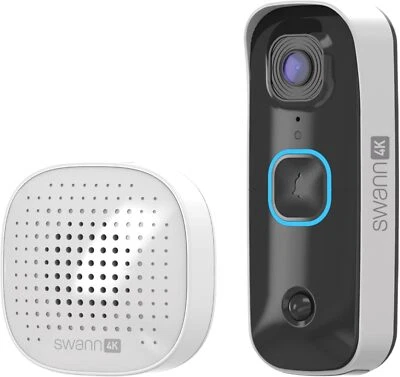 Swann Buddy4K UHD Wireless Video Doorbell & Chime Ultra-Wide 165° View Smart - Image 1 of 4