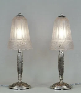 MAYNADIER : pair of FRENCH 1930 ART DECO LAMPS ..... lamp muller daum era france - Picture 1 of 11