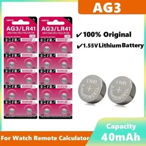 50X AG3 1.55V Button Battery SR41 192 L736 384 SR41SW CX41 LR41 392 Cell Coin US - Picture 1 of 9