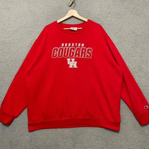 Champion Houston Cougars Sweatshirt Men's 2XL Red Long Sleeve Crewneck NCAA Cover