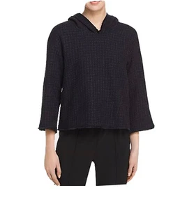 Marella Zante Tweed Hooded Pullover Jacket Midnight Blue NWT 2/6/8 - Picture 1 of 16
