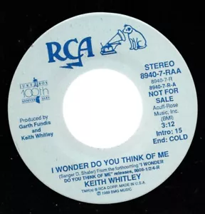 KEITH WHITLEY (45 PROMO) I WONDER DO YOU THINK OF ME/same Rca 8940 unplayed NM - Picture 1 of 1