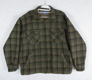 Pendleton Wool Jacket Mens Large Green Plaid Full Zip Thinsulate Heavyweight - Picture 1 of 10