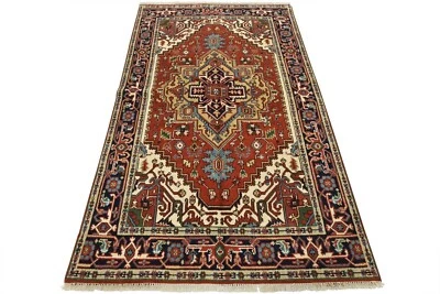 Serapi Rug 4’11” x 7’11” Red Wool Tribal Hand-Knotted Oriental Carpet - Image 1 of 4