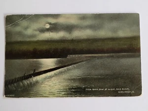 Cartolina Fern Bank Dam di notte Ohio River Cincinnati Ohio c1914 - Foto 1 di 4