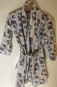 HELLO KITTY Girls White Plush Wrap Robe Size 7 - Picture 1 of 1