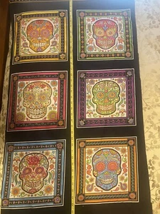 RJR Fabric Day Of The Dead Panels - Picture 1 of 6