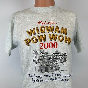 Mohegan Wigwam Pow Wow Festiwal T-shirt Vtg 2000 Spirit Of The Wolf People M 