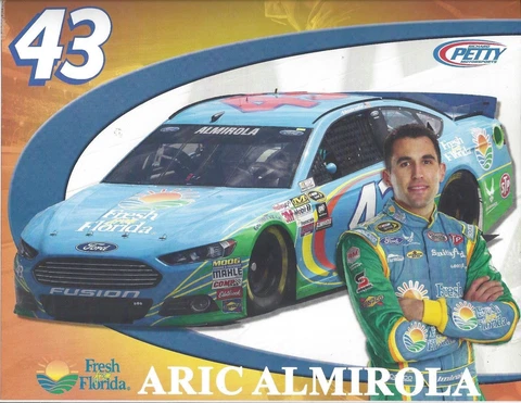2015 ARIC ALMIROLA "FRESH FLORIDA" #43 PETTY NASCAR SPRINT CUP POSTCARD Cover