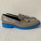 Kabaccha Mens Gray Leather Tassel Loafer Blue Sole Italy Eu 42 Us 9