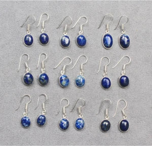 Natürliche Lapislazuli Ohrringe, zierliche Kristall Ohrringe, Ohrhänger Set ~ - Bild 1 von 3