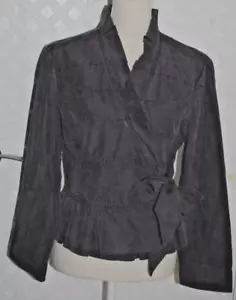 Armani Collezioni Women's Pleated Ruffled Collar & Trim Purple Tie Wrap Shirt S - Picture 1 of 5