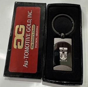 TIGRES UANL Rectangle Wave Key Fob Ring Keychain Silver & Black NEW IN BOX - Picture 1 of 2