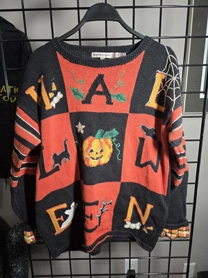 Vintage 90s Halloween Ugly Sweater Knit Size Medium Retro Holiday Rare - Изображение 1 из 4