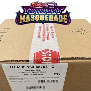 Pokemon Scarlet & Violet Twilight Masquerade Elite Trainer Box Case (10x ETBs) - Picture 1 of 5