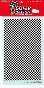 Gofer 11020 Black and White Checkers Decalbogen für Modellautos 1/24 und 1/25 - Bild 1 von 1