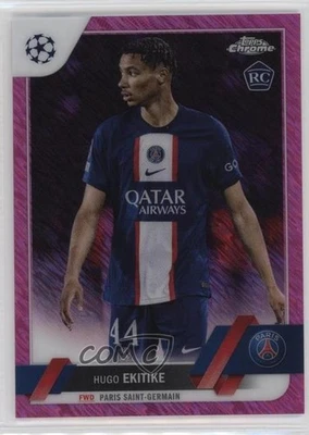 2022 Chrome UEFA Club Competitions Pink Shimmer Refractor Hugo Ekitike Rookie RC - Image 1 of 2