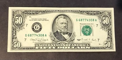 1990 Series (G) - Chicago $50 Fifty Dollar Bill Federal Reserve Note Crisp - Image 1 of 2