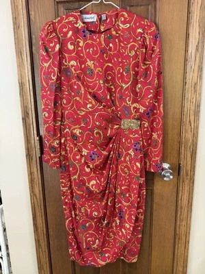 Adrianna Papell Vintage Silk Dress Size 4 - Image 1 of 4