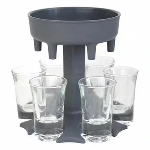 Kunststoff 6 Schuss Schnaps Spender Halter Set mit 6 Schuss Acryl Gläsern - Bild 1 von 12