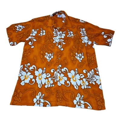 Victory Sports EMI Mens Orange Hibiscus Longhorns UT Button Up Shirt Large Y2K - Image 1 of 4