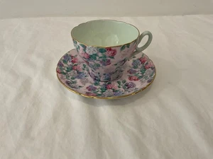 Shelley Teacup and Saucer, Pink Chintz Summer Glory. Excellent Condition. - Picture 1 of 3