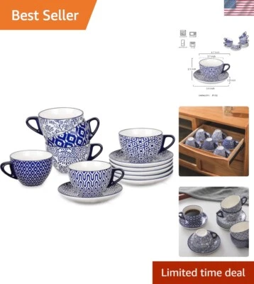 Juego de tazas de capuchino de cerámica de 8 oz con platillos, tazas de café espresso, Latte Mac... Foto 1 de 4