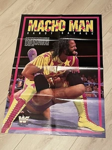 Póster de lucha libre WWF WWE Macho Man Randy Savage 1992 doble cara Crush WCW - Imagen 1 de 21