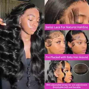 Body Wave 5x5 Lace Closure Glueless Water Wave HD Transparent Human Hair Wigs - Picture 1 of 11