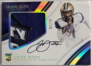 2017 Immaculate Collegiate JOHN ROSS Rookie RC Purple Auto 3 Color Patch #01/10 - Picture 1 of 3