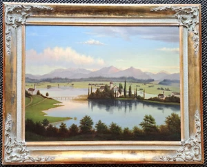 Altes Ölgemälde um 1850 Kloster Seeon Historische Darstellung Rahmen Orig. - Bild 1 von 5