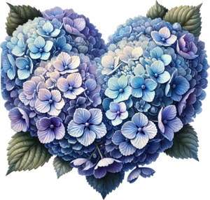 x4 Blue Floral Heart Vinyl Sticker Multi Purpose Laptop Toilet Phone FlowerDecal - Picture 1 of 5
