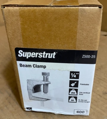 25 abrazaderas de haz de zinc galvanizadas Thomas & Betts Superstrut de 1/4 de pulgada - Z500-25 Foto 1 de 4