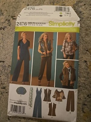 Simplicity Sewing Pattern 2476 Misses Jumpsuit Pants Tops Vest Sz 12 14 16 18 20 - Image 1 of 3
