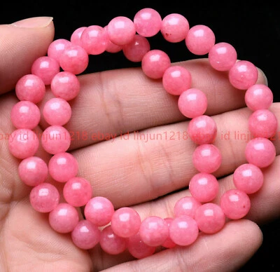 Brazalete de cuentas redondas de piedras preciosas de rodocrosita rosa de 8/10/12 mm 2 piezas 7,5"" AAAA Foto 1 de 4