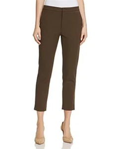 VINCE WOMENS Stove Pipe Bi-Stretch Suiting Cropped Trousers 4 Dark Willow $295 - Picture 1 of 8
