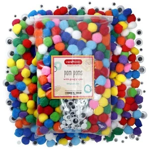 Incraftables Pom Poms for Crafts w/ Googly Eyes 300pcs (1 inch Color Pompoms) - Picture 1 of 8