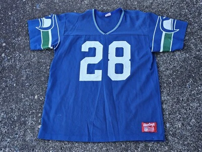 Rawlings vintage años 80 CURT WARNER Nº Camiseta de fútbol 28 Seattle Seahawks XL VER Foto 1 de 4