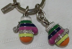 Coach 93027 93027B Legacy Stripe Mitten Mittens Keychain Key Fob NIB NWT - Picture 1 of 9