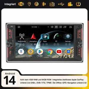 4GB+64GB Android 14 DAB+ Autoradio GPS Toyota Corolla RAV4 Prado Vios Vitz Hilux - Bild 1 von 24