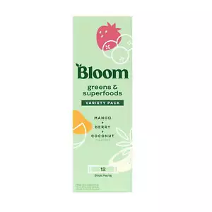 Bloom Nutrition Greens & Superfoods Powder Sticks for Gut Health Mango Berry 12c - Picture 1 of 3