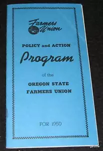 OREGON STAATLICHE BAUERNSUNION 1950 POLITISCHES AKTIONSPROGRAMM BOOKLET SALEM KONVENTION - Bild 1 von 3
