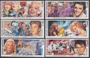 REPÚBLICA MALAGASY Sc # 1289-94 CPL MNH JUEGO DE 6 MARILYN y ELVIS - Imagen 1 de 1